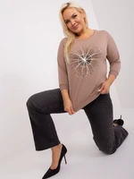 Dark beige blouse plus size with cuffs