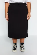 Trendyol Curve Black Stopper Detail Thick Knitted Skirt