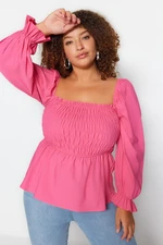 Trendyol Curve Pink Woven Sweetheart Blouse