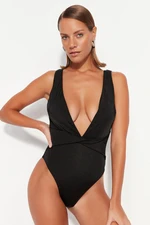 Trendyol Black Deep-Chocolate High Leg Swimwear