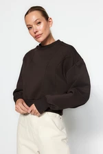 Trendyol Brown Thick Fleece Inside Stitching Detail Regular/Normal Knitted Sweatshirt