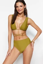 Trendyol Green High Waist Bikini Bottoms With Regular Legs