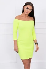 Fitted dress - ribbed yellow neon