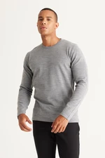 AC&Co / Altınyıldız Classics Men's Gray Melange Standard Fit Normal Cut Crew Neck Knitwear Sweater.