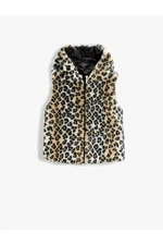 Koton Faux Fur Vest with Hoodie