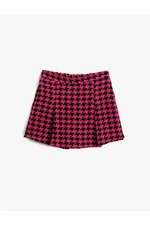 Koton Crowbar Pattern Pleated Skirt with Shorts