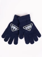 Yoclub Kids's Boys' Five-Finger Gloves RED-0233C-AA5B-003 Navy Blue