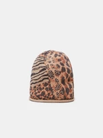 Hnědá dámská čepice s leopardím vzorem Desigual Animal Patch Gorro - Dámské