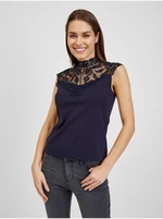 Orsay Dark blue women's T-shirt with lace detail - Women