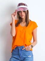 Narancssárga V-nyakú pamut póló