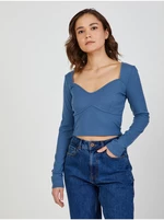 Blue Women's Ribbed Cropped T-Shirt TALLY WEiJL