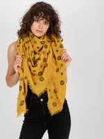 Women's scarf with print - yellow