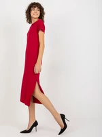 Light burgundy basic viscose midi dress by Liliane