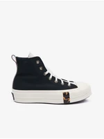 White and Black Womens Ankle Sneakers on Converse Chuck T Platform - Women