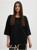 Black Loose Blouse with Neckline Noisy May City - Women