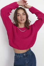 Trendyol Fuchsia Crop Knitwear Sweater