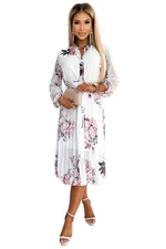 Pleated button-down long-sleeved midi dress Numoco