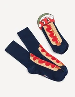 Navy blue men's patterned socks Celio Hot Dog