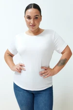 Trendyol Curve White Boat Neck Knitted T-shirt