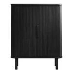 Czarna szafka w dekorze dębu z drzwiami przesuwnymi 113x90 cm Cavo – Unique Furniture