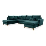 Turkusowa rozkładana sofa w kształcie litery "U" Miuform Scandic Lagom, lewostronna