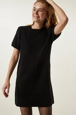 Happiness İstanbul Black Soft Textured Mini Knitwear Dress