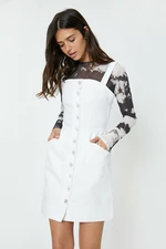 Koton Dámské bílé knoflíkové detailní šaty