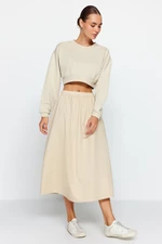 Trendyol Beige A-line Midi Skirt With Woven