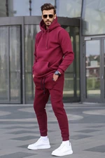 Madmext Claret Red Hooded Basic Tracksuit Set 5905