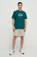 Bavlněné tričko adidas Originals zelená barva, s potiskem, IS0177