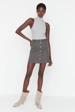 Trendyol sivá mini sukňa s detailmi na gombíkoch