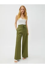 Koton Linen-Mixed Trousers Wide Leg With Belt.