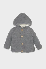 DEFACTO Baby Boy Hooded Plush Lined Button Closure Knitted Cardigan