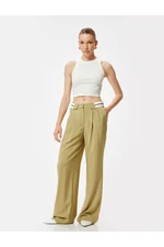 Koton Wide Leg Trousers Waist Detail Pocket Pleat Detail