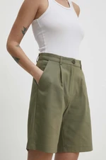 Kraťasy Answear Lab dámské, zelená barva, hladké, high waist