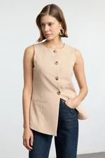 Trendyol Beige Round/Crew Neck Regular Woven Vest