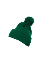 Pom Pom Knit hat with cuff spruce green