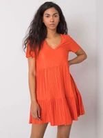 Orange pleated dress Yazmin RUE PARIS