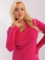 Fuchsia women's sweater plus size neckline