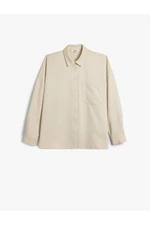 Koton Oversize Shirt Long Sleeve Single Pocket Detail