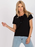 Black smooth basic blouse in a loose fit Antonine RUE PARIS