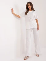 White casual set with blouse and straight trousers