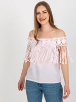 Light pink Spanish blouse with fringe