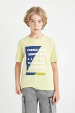 DEFACTO Boy's Crew Neck Printed Short Sleeve T-Shirt