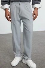 Trendyol Grey Pleated Classic Baggy Fit Fabric Trousers