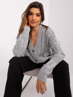 Gray openwork cardigan with a neckline