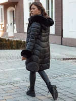 Women's winter quilted jacket with hood MOON black Dstreet