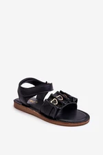 Children's sandals with dry zip heart Black Havana