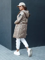 Women's quilted long jacket with hood PAUL beige Dstreet