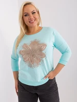 Mint plus size blouse with round neckline